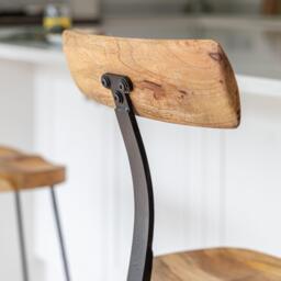 Aiden Natural Mango Wood Bar Stools - Set of 2 - Black Iron Legs - thumbnail 6