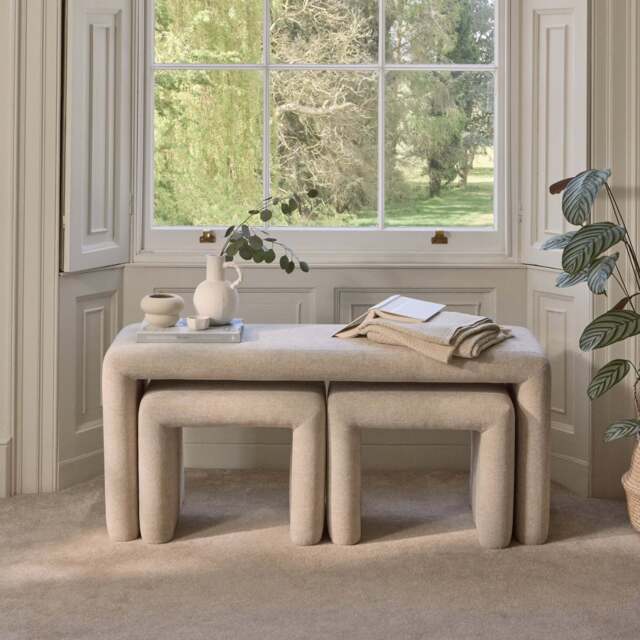 Kamiko Nesting Bench & Stools - Mink Taupe - image 1