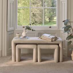 Kamiko Nesting Bench & Stools - Mink Taupe - thumbnail 1