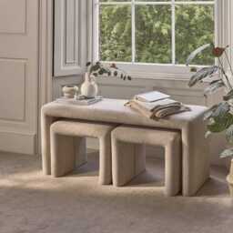 Kamiko Nesting Bench & Stools - Mink Taupe - thumbnail 3