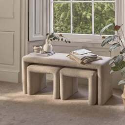 Kamiko Nesting Bench & Stools - Mink Taupe - thumbnail 3