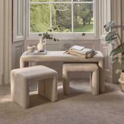 Kamiko Nesting Bench & Stools - Mink Taupe - thumbnail 2