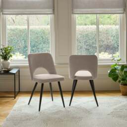Dolly Soft Beige Dining Chairs - Set of 2 - Black Metal Legs - thumbnail 2