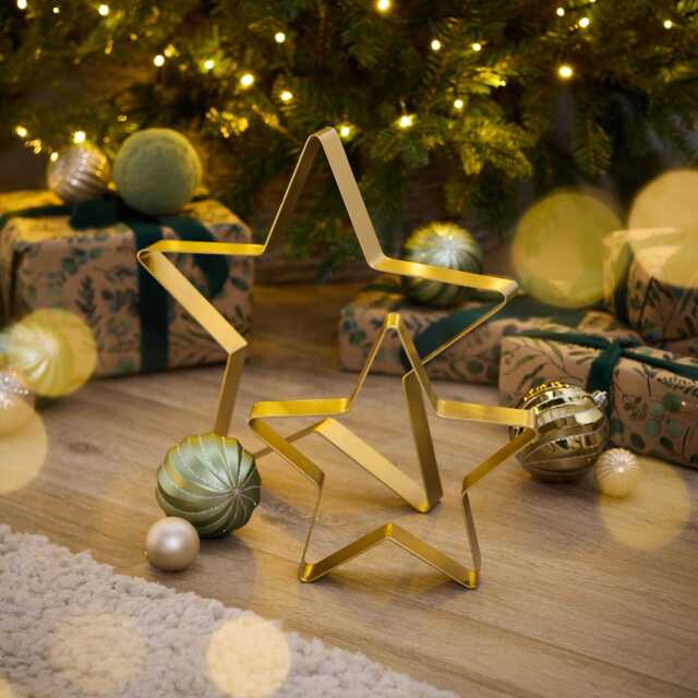 Falun Metal Standing Star Ornament - Set of 2 - Gold - image 1