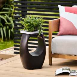 Sohan Garden Concrete Garden Side Table - Lava Black