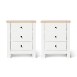 Bampton 3 Drawer Bedside Table - Set of 2 - Alabaster White - thumbnail 1