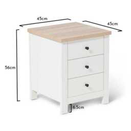 Bampton 3 Drawer Bedside Table - Set of 2 - Alabaster White - thumbnail 5