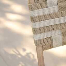 Saffron Brushed Light Acacia Garden Chair - Set of 2 - Beige/Natural Rope - thumbnail 6