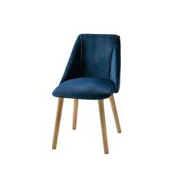 Ella 160cm Pale Oak Dining Table Set - 6 Seater - 4 Freya Dining Chairs with  2 Freya Armchairs - Ink Blue with Pale Oak Legs - thumbnail 5