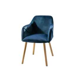 Ella 160cm Pale Oak Dining Table Set - 6 Seater - 4 Freya Dining Chairs with  2 Freya Armchairs - Ink Blue with Pale Oak Legs - thumbnail 4