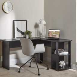 Essie L-Shaped Black Desk with Logan Office Chair - thumbnail 1