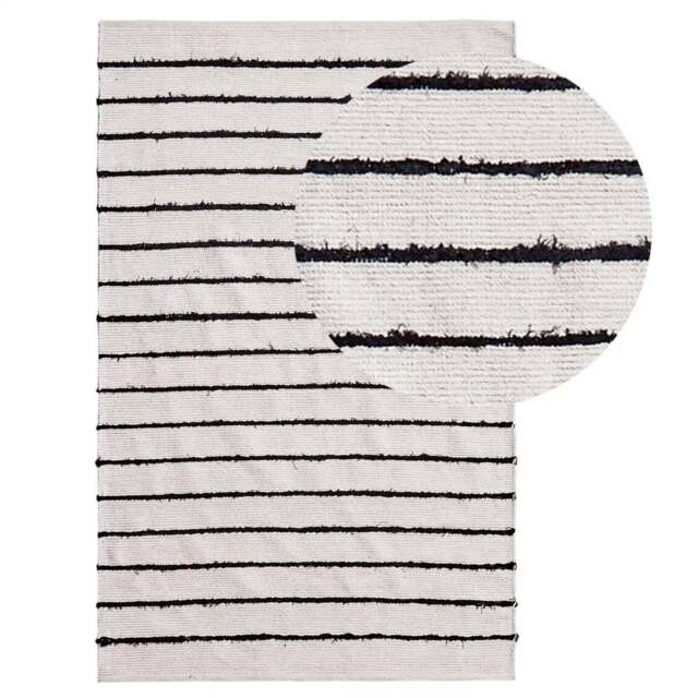 Evedon Black & Natural Striped Cotton Rug - 120 x 170cm - image 1