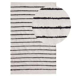 Evedon Black & Natural Striped Cotton Rug - 120 x 170cm - thumbnail 1