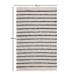 Evedon Black & Natural Striped Cotton Rug - 120 x 170cm - thumbnail 5