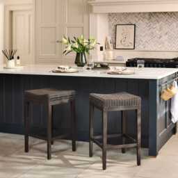 Reid Slate Grey Backless Bar Stools- Set of 2 - Mindi Wood Legs