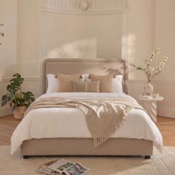 Robyn Double Ottoman Bed - Soft Beige