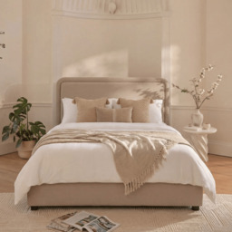 Robyn Double Ottoman Bed - Soft Beige