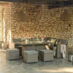 Aston 9 Seater Rattan Garden Corner Sofa Set with Fire Pit - Brown Weave - thumbnail 3