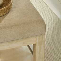 Breccan 110cm Footstool Coffee Table - Mink Taupe - Whitewash Oak Legs - thumbnail 3