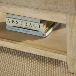 Breccan 110cm Footstool Coffee Table - Mink Taupe - Whitewash Oak Legs - thumbnail 4