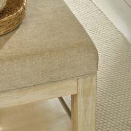 Breccan 110cm Footstool Coffee Table - Mink Taupe - Whitewash Oak Legs - thumbnail 3