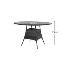 Kemble 8 Seater Garden Dining Table Clear Glass Top - Black - thumbnail 5
