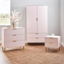 Gloria 3 Piece Bedroom Furniture Set - 3 Drawer Chest of Drawers - Blush Pink - thumbnail 1