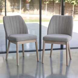 Amelia Whitewash Oak Extending Dining Table Set - 6 Seater - Chloe Soft Beige Dining Chairs - Whitewash Oak Legs - thumbnail 4