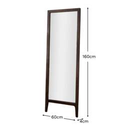 Bastian 160cm Floor Mirror with Legs - Coffee Brown Paulownia - thumbnail 6