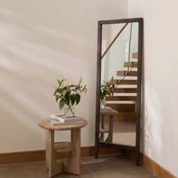 Bastian 160cm Floor Mirror with Legs - Coffee Brown Paulownia - thumbnail 1