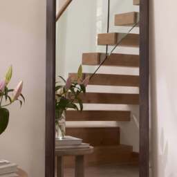 Bastian 160cm Floor Mirror with Legs - Coffee Brown Paulownia - thumbnail 2
