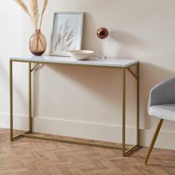 Jay Marble Effect Console Table - Gold Legs - thumbnail 2