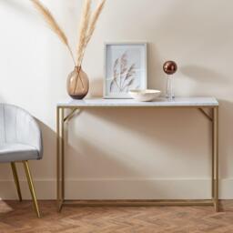 Jay Marble Effect Console Table - Gold Legs - thumbnail 1