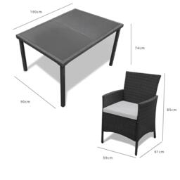 Marston 8 Seater Rattan Garden Dining Set - Black - Glass Top - thumbnail 6