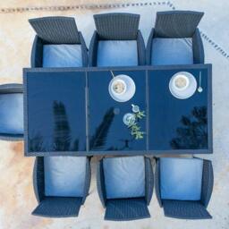 Marston 8 Seater Rattan Garden Dining Set - Black - Glass Top - thumbnail 3