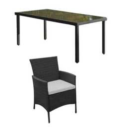 Marston 8 Seater Rattan Garden Dining Set - Black - Glass Top - thumbnail 5