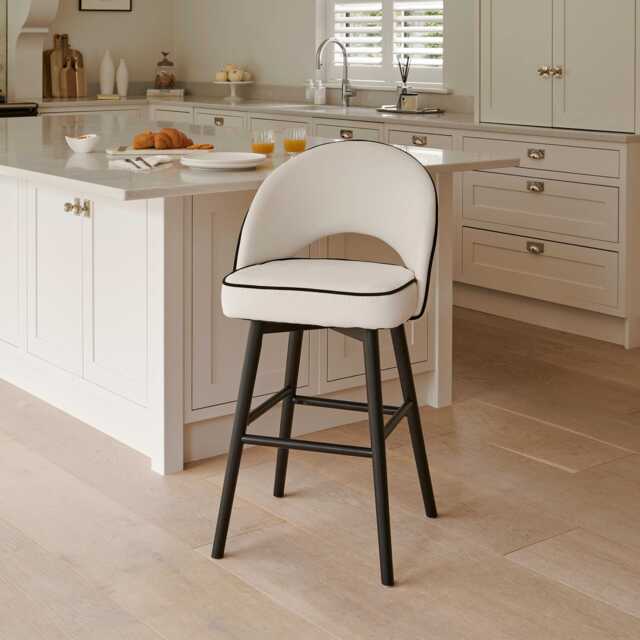 Marilyn Ivory Bar Stool - Black Oak Legs - image 1