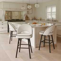 Marilyn Ivory Bar Stool - Black Oak Legs - thumbnail 4