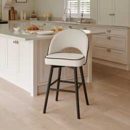 Marilyn Ivory Bar Stool - Black Oak Legs