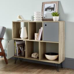 Anderson Cube Storage Unit - Oak Effect with Grey Cupboards - thumbnail 3