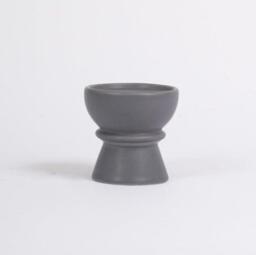 Ackton 9cm Ceramic Pillar Candle Holder - Set of 2 - Grey - thumbnail 4
