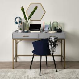 Marie Grey Dressing Table with Drawers - thumbnail 1