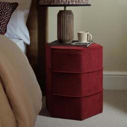 Margot 46cm Hexagon Footstool - Burgundy Velvet - thumbnail 2