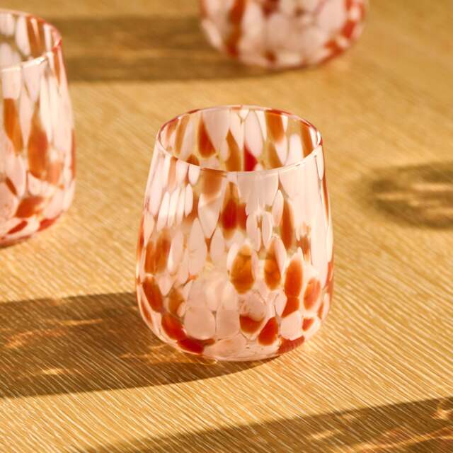 Lazio 9cm Glass Tumbler - Set of 6 - Blush Pink Confetti - image 1