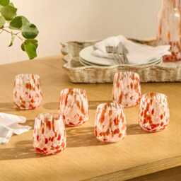 Lazio 9cm Glass Tumbler - Set of 6 - Blush Pink Confetti - thumbnail 2