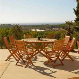 Ashby 8 Seater Wooden Round Garden Dining Set with Arms - 160cm