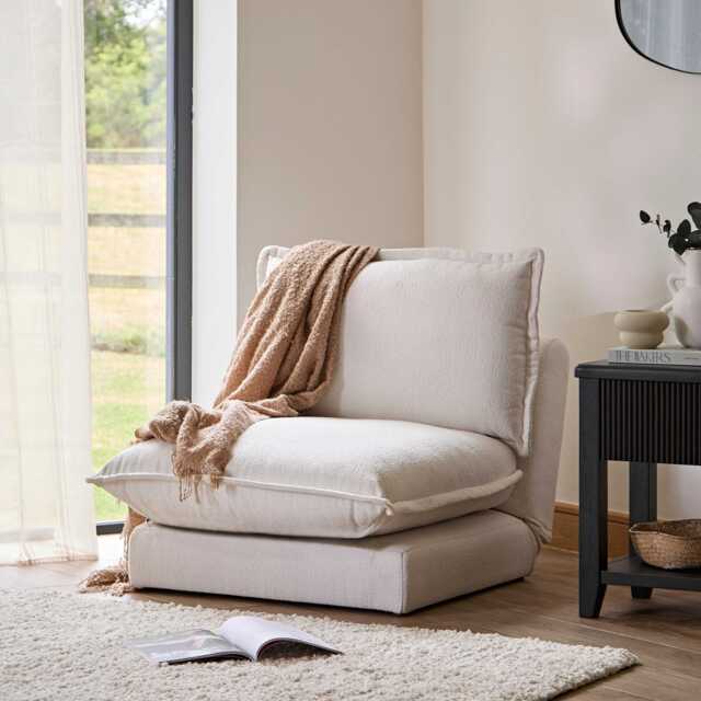 Harlow Single Sofa Bed - Chalk White Boucle - image 1
