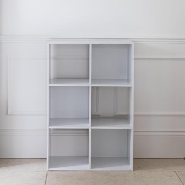 Cara 6 Cube Chalk White Bookcase Wooden Display Unit Shelving Storage Bookshelf Shelves - No Basket - image 1