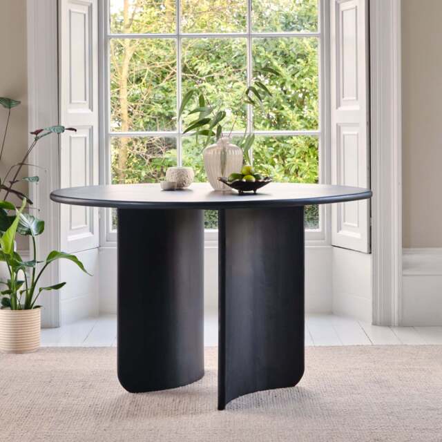 Imogen Jet Black Mango Wood Round Dining Table - 120cm - image 1
