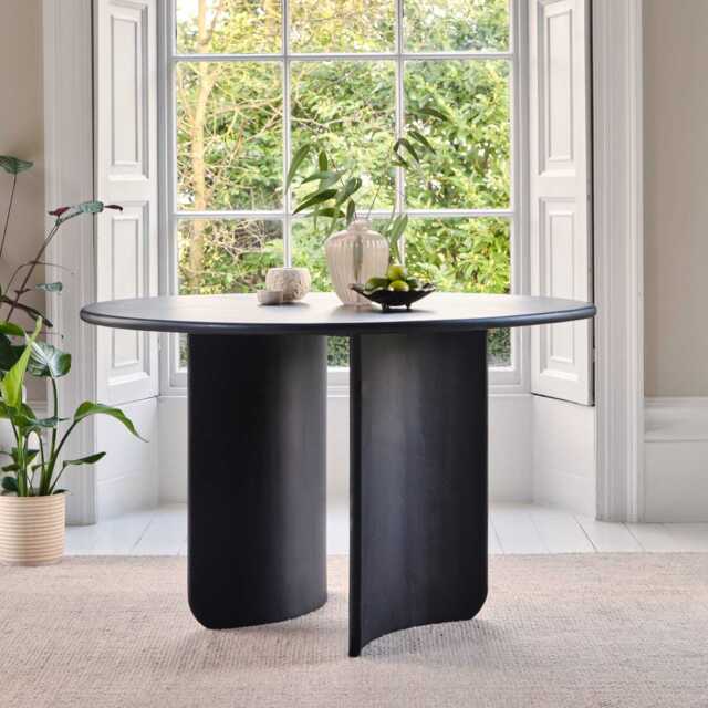 Imogen Jet Black Mango Wood Round Dining Table - 120cm - image 1